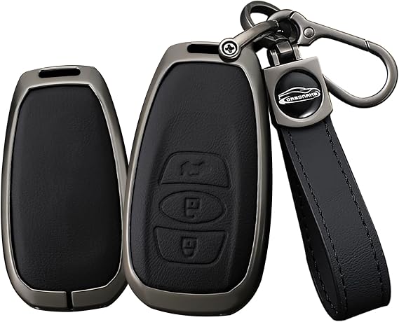 Intelligent Key Case Key Protection Case Fits Subaru BRZ Forester Impreza STi WRX XV Crosstrek Leather Key Fob Cover Key Protector Key Case 3 Buttons Black