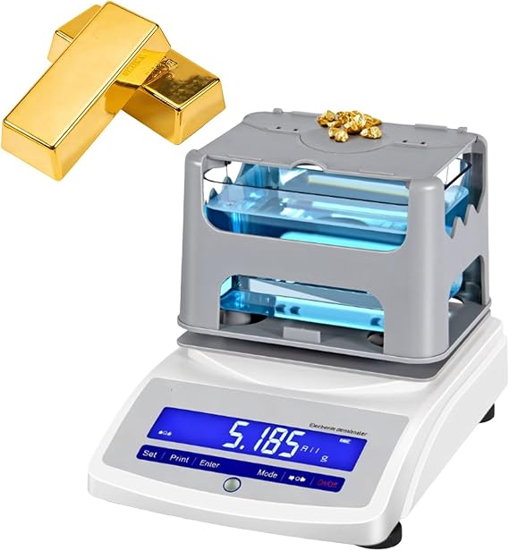 Gold Testing Machine, Density Analyzer for Gold and Silver with Metal Base & LCD Display, Intelligent Chips & High-Precision Sensors for Jewelry Analysis