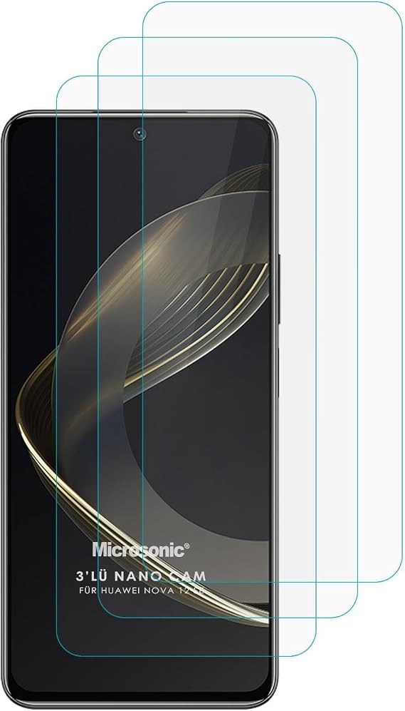 Microsonic Huawei Nova 12 SE Screen Protector Nano Glass Cam Ekran Koruyucu (3`lü Paket) [Nova 12 SE ile Uyumlu Ekran Koruyucu - Şeffaf]