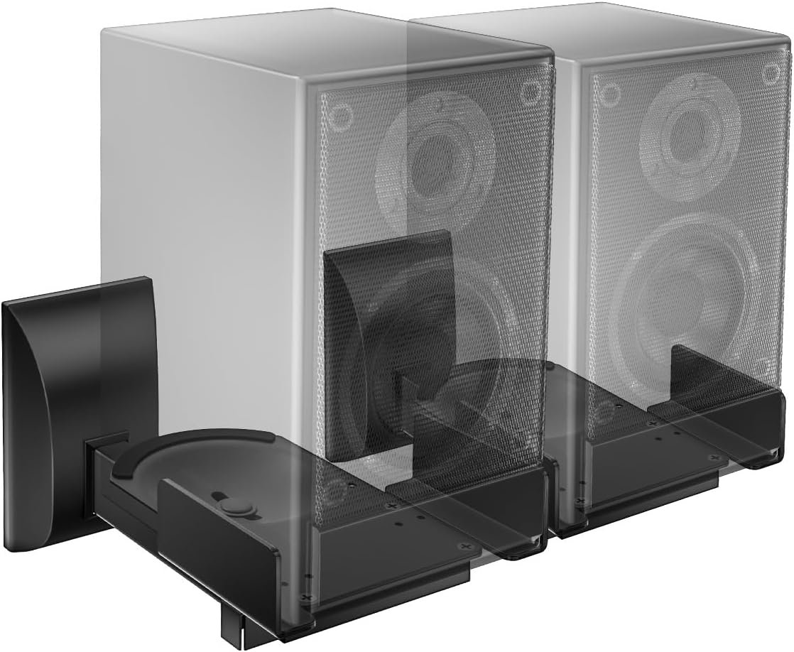 WALI Lautsprecher-Wandhalterungen Zweifache Halterung für Große Surround-Sound-Lautsprecher je bis zu 25 kg Tragfähig (SWM201) Schwarz