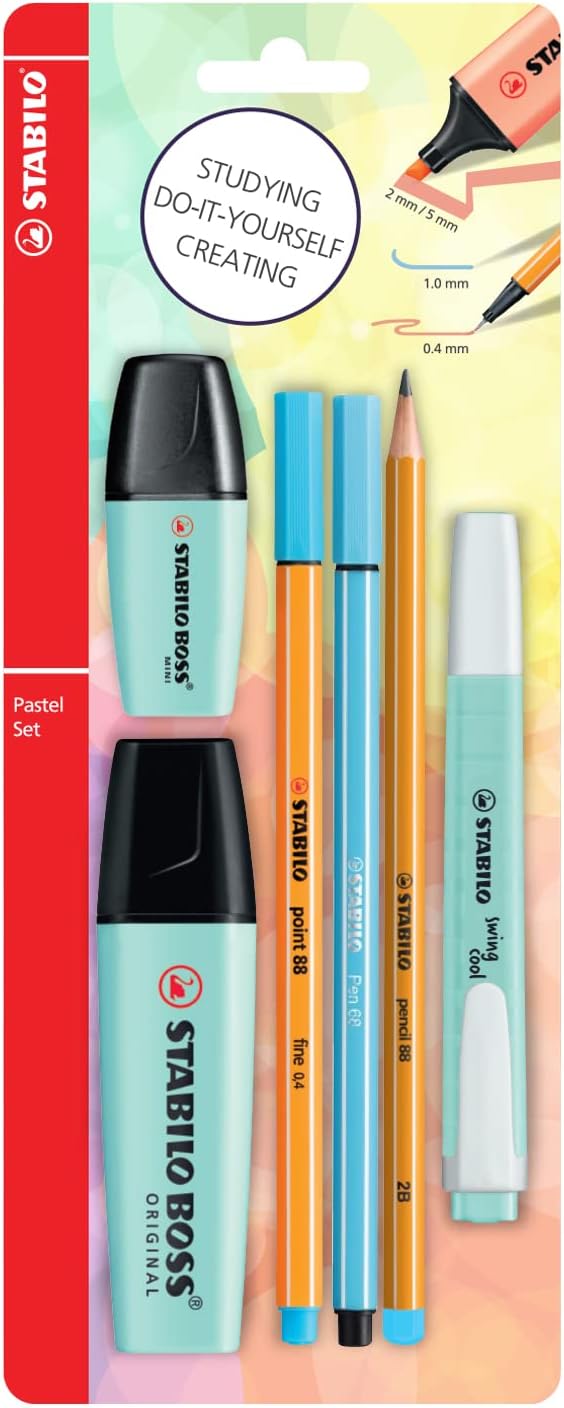 STABILO - Pen Set - Single Pastel Color - Set of 6 - Blue