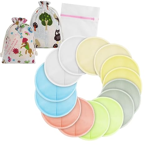 Aolso Washable Organic Bamboo Nursing Pads Pack of 14 Washable Nursing Pads Reusable Nursing Pads for Maternity Highly Absorbent Nursing Pads Leak-proof (Bowl Shape)