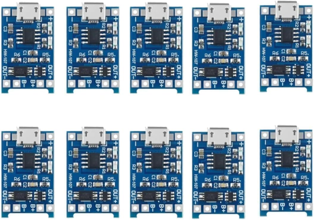 10 ADET TP4056 18650 Micro USB Korumalı Lityum Pil Şarj Devresi