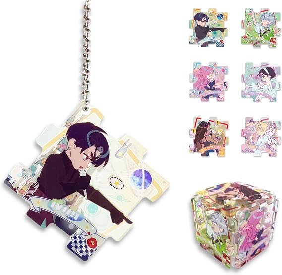 YJacuing Anime Alien Stage Duet Series Mystery Blind Bag Acrylic Keychain, Officially Licensed Puzzle Piece Couple Gift