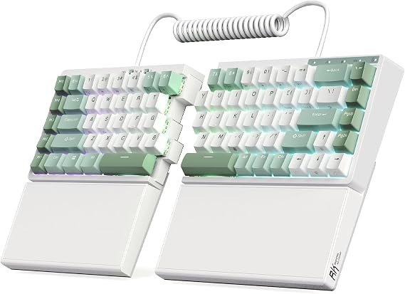 Rk Royal Kludge S70 エルゴノミックスプリットキーボード リニアスイッチ ホワイト