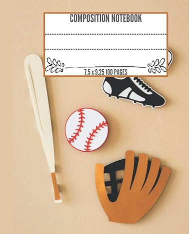Baseball composition notebook: Baseball Wide Ruled Noebook | 7.5 x 9.25 in, 100 Pages | Back to School Supplies for Boys and Girls, Students and Teachers