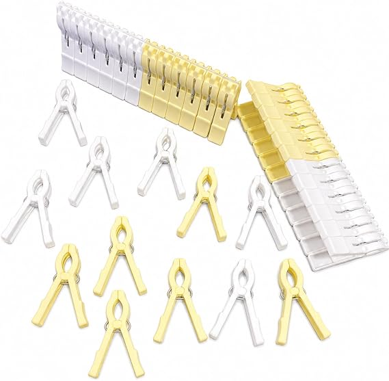 Pamir Lüks Çamaşır Mandalı 12’li Set, 6 Sarı 6 Beyaz, Güçlü Yaylı Plastik Mandal