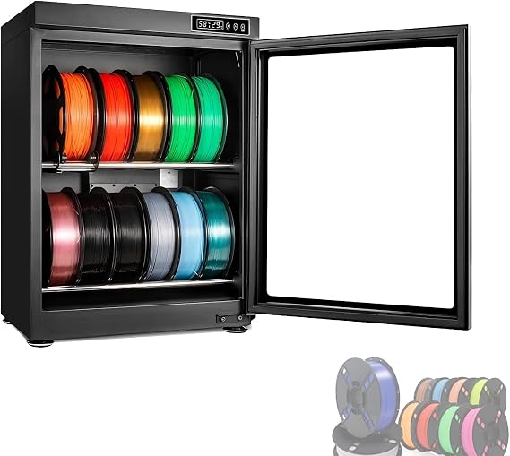 3D Printer Filament Dryer Box with Digital Humidity Control, Adjustable RH15%-RH60%, Storage for Up to 12 Rolls, Prevents Moisture Damage for PLA, ABS, PETG, Nylon, TPU Filaments