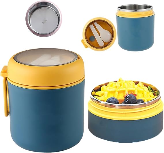 Flasks For Children's Food,stainless Steel Keep Food Warm For Kids,kids Lunch Containers,hot Food Flask For Kids,insulated Container,530ml 710ml Insulated Food Flask-Navy Blue||710ml