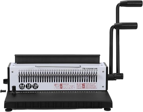 Round Hole Binding Machine, 3:1 Pitch Wear Resistant Wire Binder with Metal Rings for A4 Paper, Home Office Tool for Reports Contracts Booklets