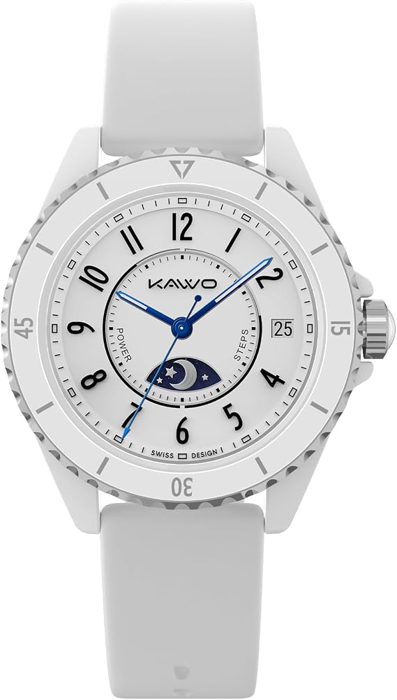 KAVVO Oyster Mini 38 mm Kadınlar için Bluetooth Akıllı Saat, 1,1 inç Hassas AMOLED Her Zaman Açık Ekran, Dönen Çerçeve, Kadın Sağlığı ile Fitness İzleyici, Kalp Hızı Kan Oksijen Monitörü (Seramik