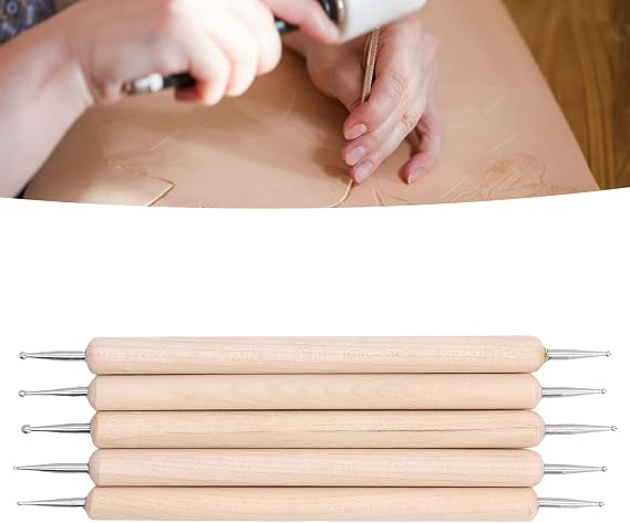 5 Pcs Pattern Tracing Stylus Ball Embossing Tool Beech Stainless Steel Indentation Pens for Painting Engraving Dotting Styli