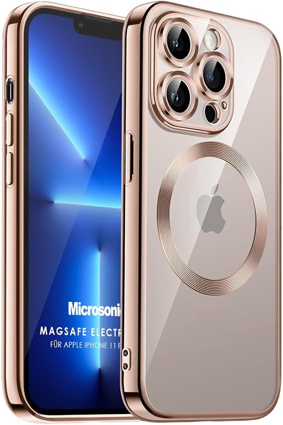 Microsonic Apple iPhone 11 Pro için Kılıf MagSafe Luxury Electroplate [iPhone 11 Pro ile Uyumlu Kılıf - Rose Gold]