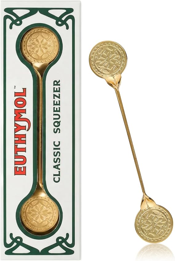 EUTHYMOL Classic Toothpaste Squeezer (Gold) - Luxury Metal Tube Roller