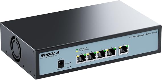 SODOLA 5-Port 10Gbit Easy Web Managed Switch Network Switch