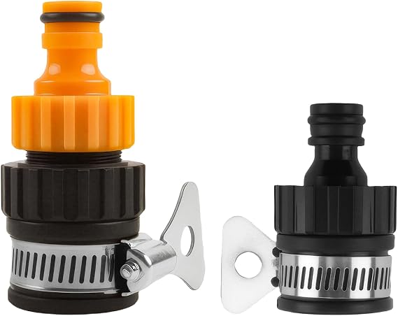 2PCS Kitchen Tap Hose Connector, Mixer Hose Pipe Tap Connector Kitchen Sink Indoor Adaptor Tap Water Connector UK Garden Bathroom Universal Indoor and Outdoor Faucet Washing Machine Easy to Install