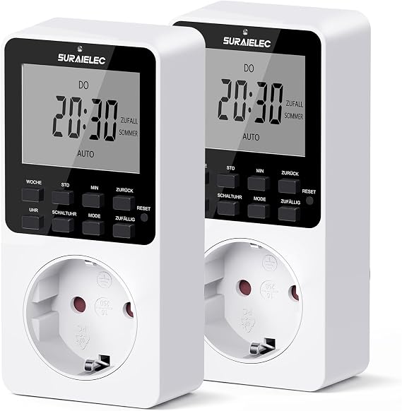SURAIELEC Set of 2 Digital Timer Socket for Indoor Use