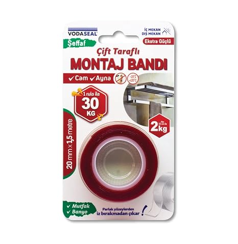 VODASEAL Montaj Bandı, Şeffaf 20MMX1,5MT