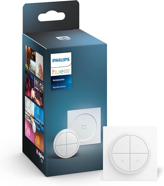 Philips Hue Tap Dial Switch [White] Easy Smart Lighting Control. Indoor Home Lighting Automation, Set Scenes, Ambiance And Dimming.