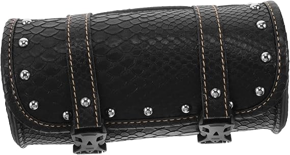 Black Leather Motorcycle Saddlebag Organizer Splashproof Easy to Carry Mini Tail Bag for Motorcycle Riders
