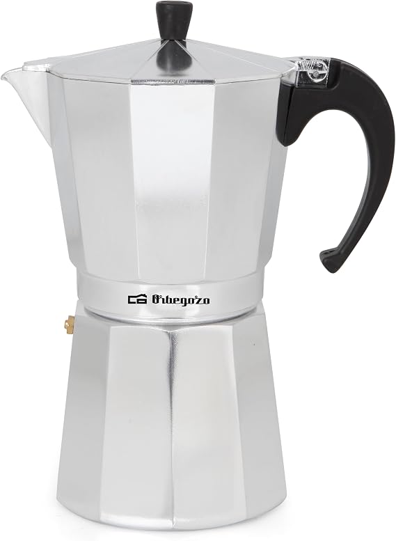 Orbegozo KF 300 Italian Coffee Maker, 3 Cup Capacity, Suitable for Gas, Electric and Ceramic Hobs, Ergonomic Handle, Safety Valve, Easy Cleaning Interior, Silver [Energy Class C]