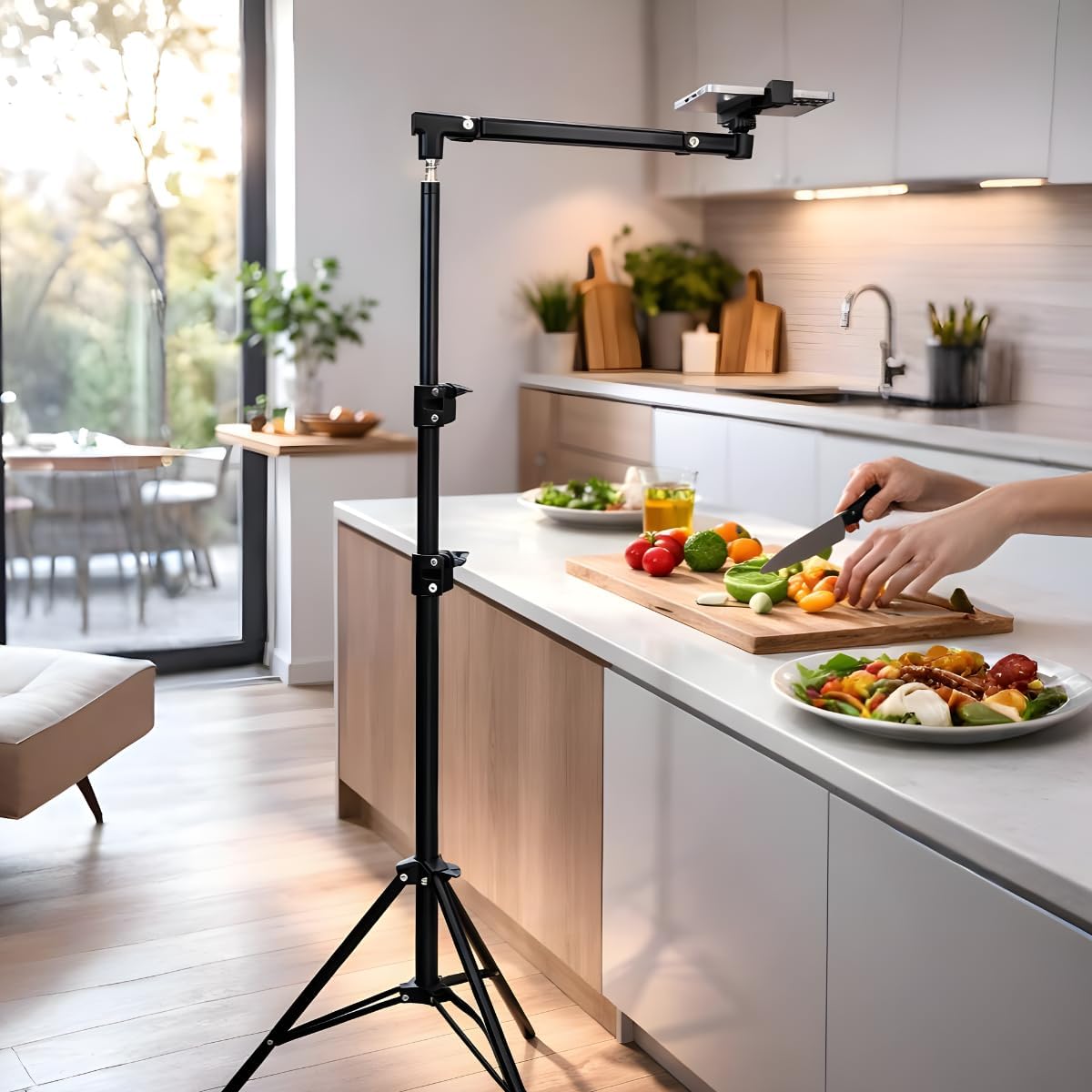Coverzone Profesyonel 190cm Ayarlanabilir Alüminyum Çekim Tripod Stand – 77-190 cm Yükseklik, 2 Eklemli Telefon Tutucu, Dikey Yatay Çekim Uyumlu, Canlı Yayın ve İçerik Üretim Standı, HO70, Siyah