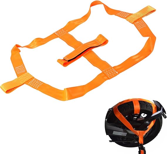 Motorcycle Transport Safety Tie Down Strap for Rear Wheel Tie Down Strap (Orange)