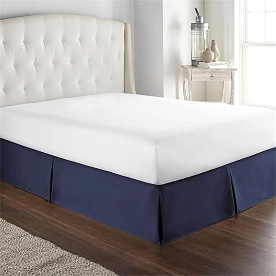 ISZI Double Sheet - Extra Deep 14" Skirt Sheet - Easy Care Fitted Bed Sheets Bed Base Wrap Box Pleated Base Sheets Double Bed Skirt Pleated Queen Bed Skirt,Blue,120 * 200+35cm [Energy Class A]