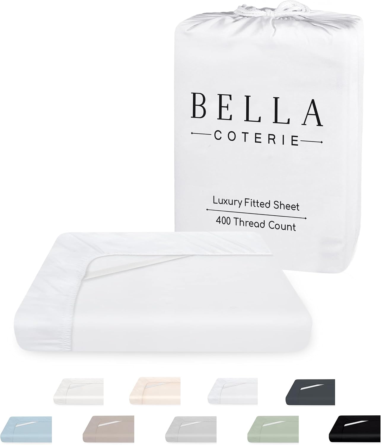 Bella Coterie Luxury Bamboo Viscose Queen Size Fitted Sheet Only | 100% Organically Grown | Ultra Soft | Cooling for Hot Sleepers | 18" Deep Pocket [White]