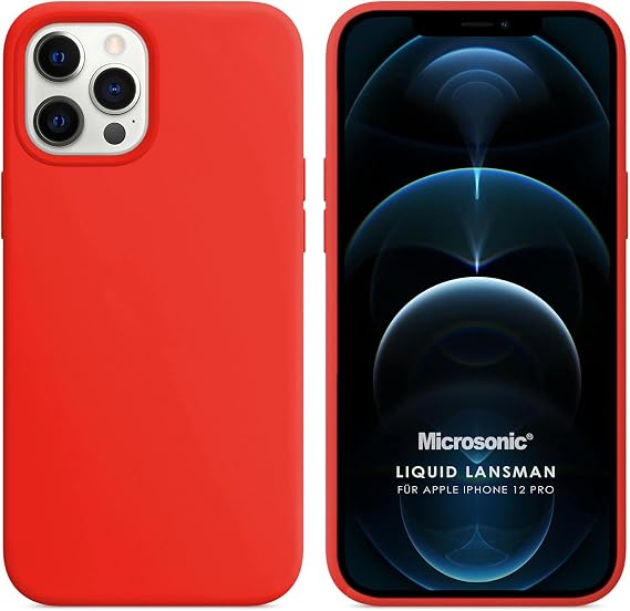 Microsonic Apple iPhone 12 Pro için Kılıf Liquid Lansman Silikon Kırmızı [iPhone 12 Pro ile Uyumlu Kılıf - Kırmızı]