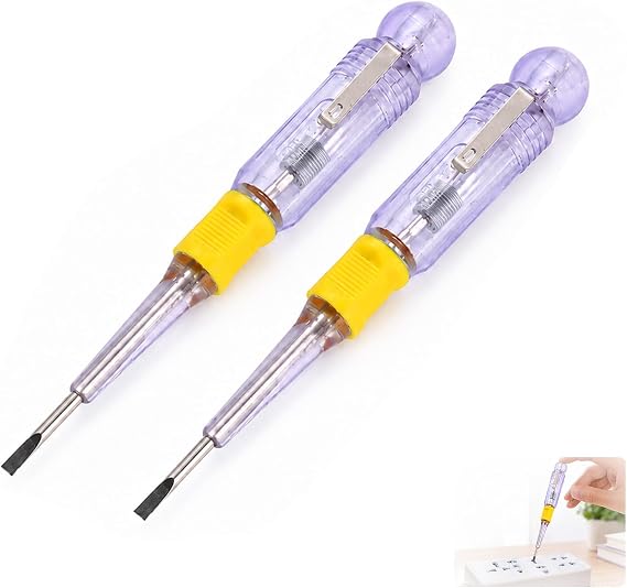 2 Pcs Voltage Tester Screwdrivers, 100-500V Slotted Electrical Test Pens, Dual Purpose Mains Detector Tools for Circuit Checking and Household DIY Maintenance