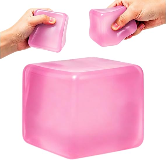 Squishy Stress Cube, Soft Fidget Cube Squeeze Toy, Anxiety Relief Squishy Fidget Toys for Kids Adults Daily Relaxation (1, Pink)