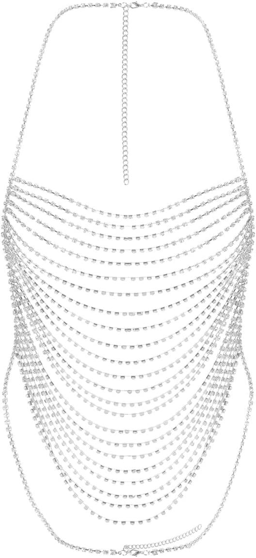 Sparkly Rhinestone Body Chain - Gold Crystal Bra Chain and Top for Women - Rave, Nightclub, Night Out - Bling, Glitter Vest