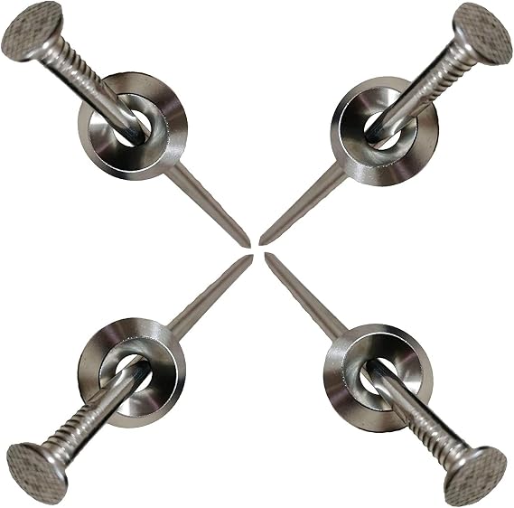 4 Piece Solid Stainless Steel Out-Door Patio Rug Stakes Outdoor Rug Holder RV Outdoor/Garden Furniture - Anchoring Blankets, Camping Tents, Tarps, and RV Mats - Easily Secure Your Rug to The Ground