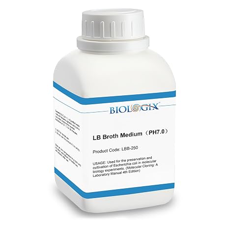 LB Broth Medium Powder, Bottled Powder, 250g/Bottle, Laboratory Grade with Tryptone, Yeast Extract & Sodium Chloride, 1 Bottles/Case