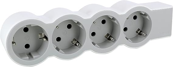 LEGRAND Power Strip, 4 Outlets, s/Cable, White/Light Grey 694575