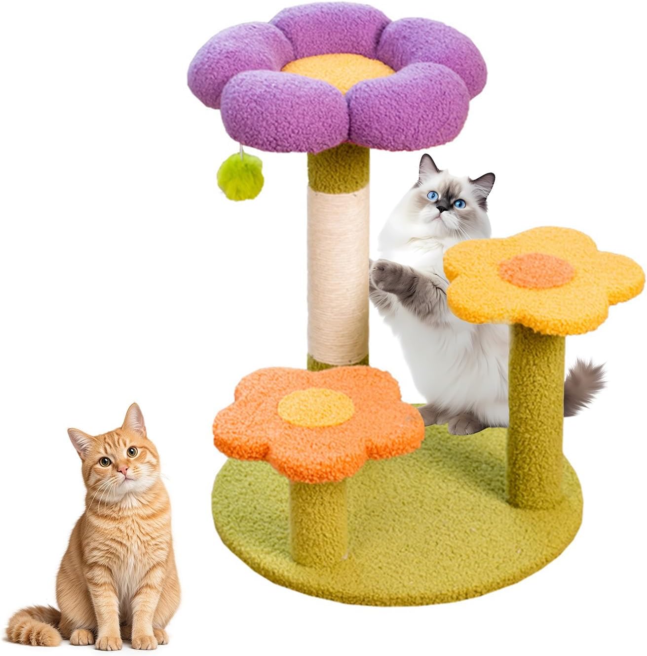 Cat Tree,Multi-Level Cat Tower with there Perches with Scratcher,Cat Scratching Post with Woven Sisal,3 Caves,Large Platform,Feline House for Indoor(48×40×40cm)