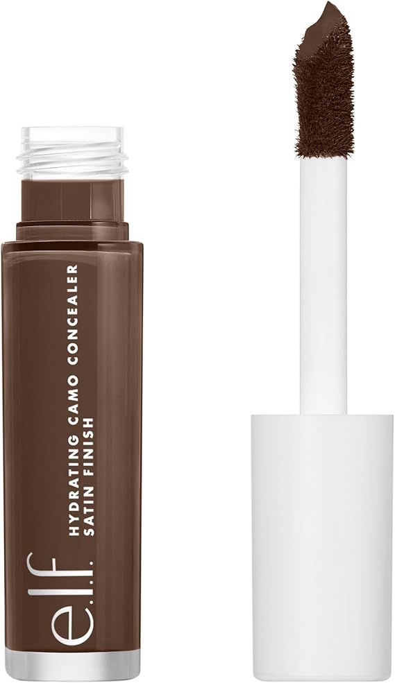 e.l.f. Hydrating Camo Concealer, Crease-Proof Full Coverage, Satin Finish, Conceals, Corrects & Highlights, Rich Walnut, 0.203 Fl Oz (6mL)