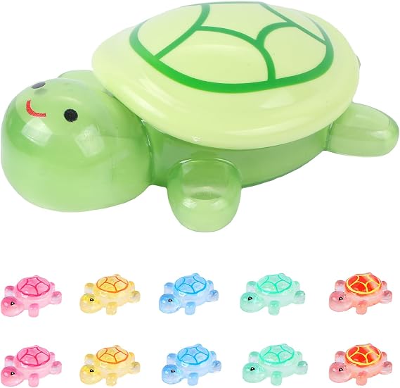 Resin Animals Turtles Set: 1 Large 17cm Storage Turtle Lid Opens + 10 Mini Resin Sparkle Turtles, Ocean-Themed Decor for Garden, Aquarium,Miniature Landscape Home Decoration