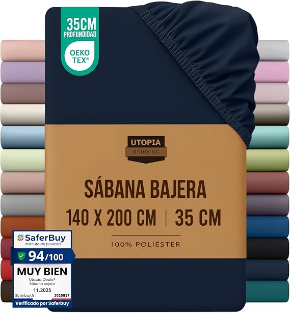 Utopia Bedding Fitted Sheet 140x200 - Navy Blue