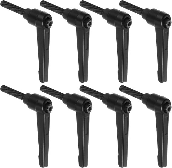 TA-VIGOR 8Pcs Adjustable Clamping Lever Handles, M6 x 32mm Locking Quick Release Push Button Ratchet Screw Knobs, Aluminum Alloy Male Thread Stud Bolts Handle for Machinery & Equipment