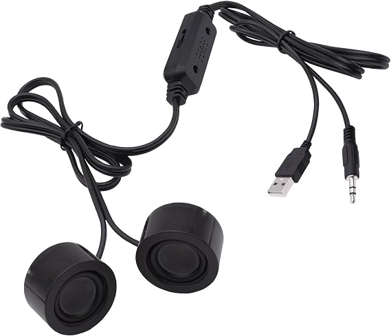 USB Mini Computer Speakers for Desktop Laptop Small PC Speakers USB-Powered 3.5mm TRS Stereo Jack with Volume Control Adjustment for MP3 Phone-1.2M/3.9FT