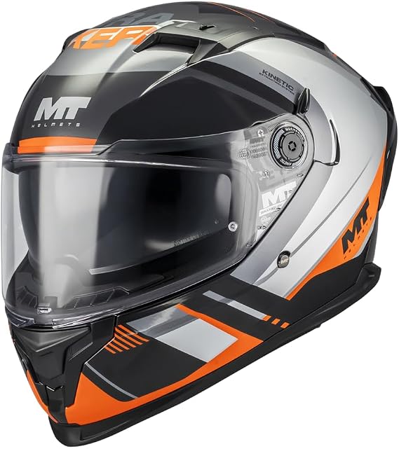 MT Braker Inception Black Grey Orange B4 Gloss Full Face Dual Visor Motorcycle Helmet