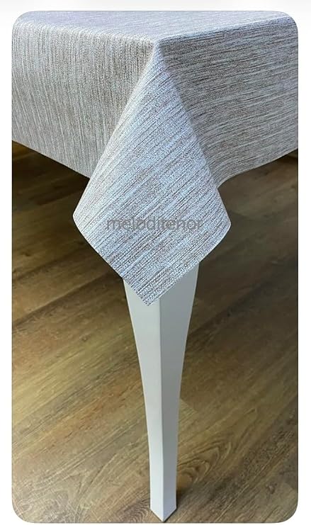 Kalın elyaf astarlı örgü kumaş görünümlü kaymaz silinebilir pvc muşamba masa örtüsü Kahverengi 100 x 140