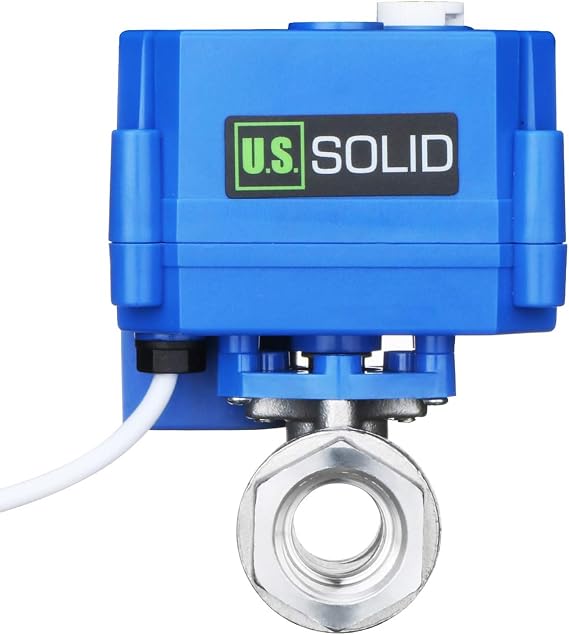 U.S. Solid Motorized Ball Valve - 1/2" Stainless Steel Electric Ball Valve with Manual Function, Full Port, 9-24V AC/DC and 3-Wire Positive Break Configuration