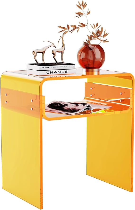 Acrylic Side Table, 40 x 30 x 50 cm, Yellow