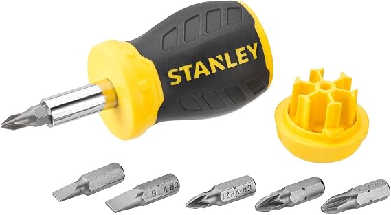 STANLEY Short Multi-Point Ratcheting Screwdriver, 6 Tips, 0-66-357 [Energy Class A]
