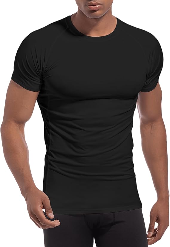 Compression Shirts for Men Short Sleeve Mesh Baselayer Slimming | T-Shirt,Round Neck Vests, Running Tops, Sweatproof Quick Dry, Gym Workout, Basketball Golf, Undershirts