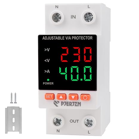 voltage protector undervoltage protector 230V 40A smart Adjustable overvoltage undervoltage phase protector dual-display voltage stabilizer (40A)