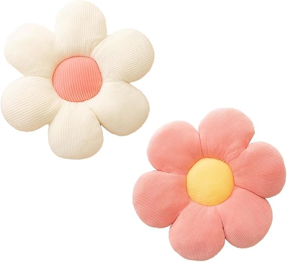 2 Pcs Flower Pillow, 38x38cm Cute Aesthetic Daisy Decor Cushion